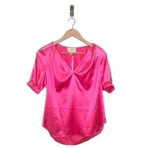 Flora Bea Neriah Silk Charmeuse Blouse  Size Small  Color Pink  NEW  MSRP $245